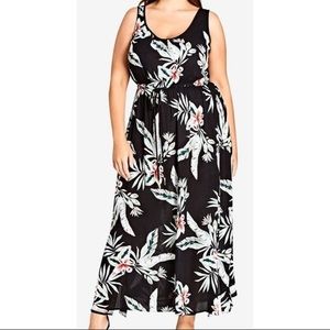 City Chic Oahu Tie Floral Print Maxi Dress